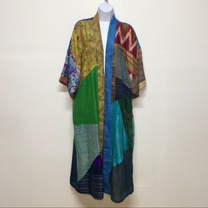 Sacred Threads Mulicolored Long Silk Kimono